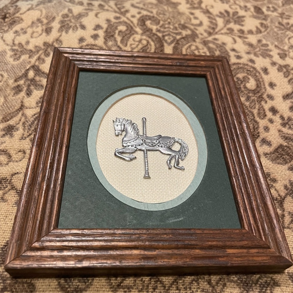 Reed Pewter Carousel Horse Framed Wall Art, Vintage Collectible
